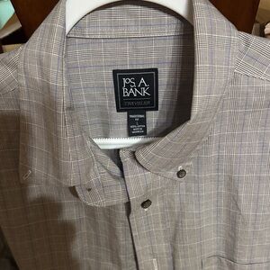 Jos. A. Bank Men's blue and Gray Checkered Shirt Large traditional fit
